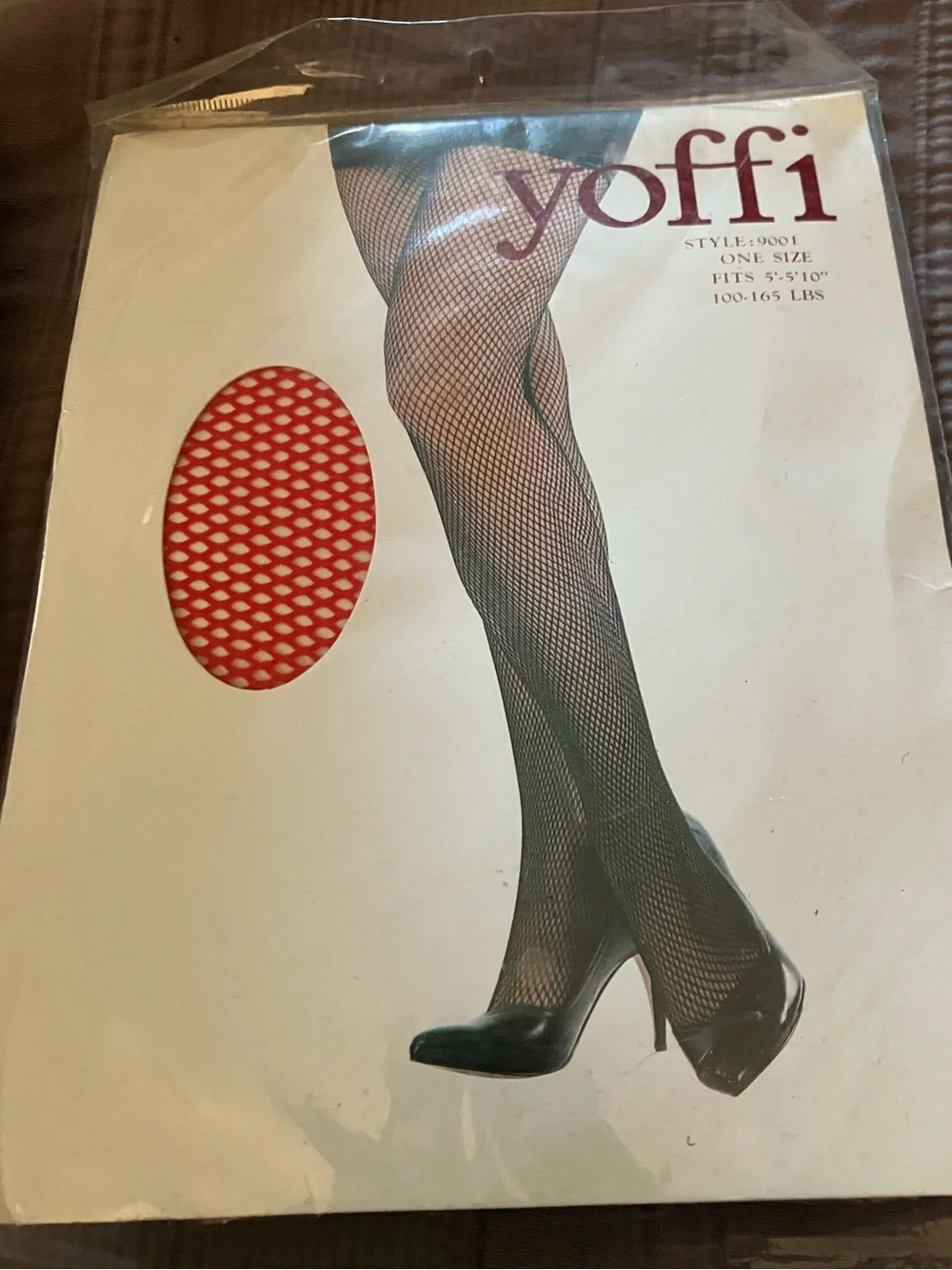 Red Fishnet & Black Patterned Pantyhose (2) One Size Fits most NEW in pkgs